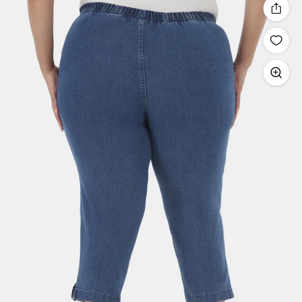 Just My Size Women’s Medium Stonewash Snap Hem Cropped Hem Pants Size 1x Nwt — image 5 of 8